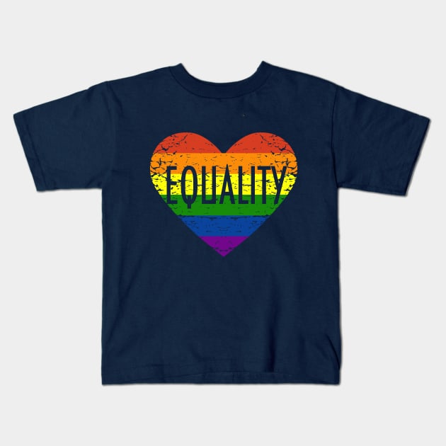 Equality Rainbow LGBT Pride Flag Heart Kids T-Shirt by tatadonets